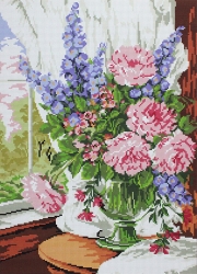 Набор для вышивания АA051 "Цветы у окна" 30х40 см