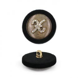 Пуговица №3686 36L чёрный со стразами 1/10 шт